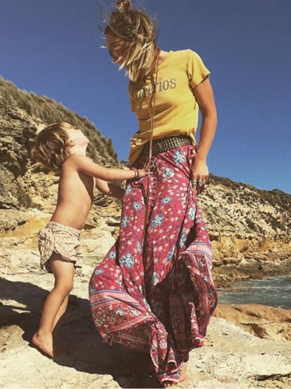 Spell Folk Town Maxi Skirt in Wine